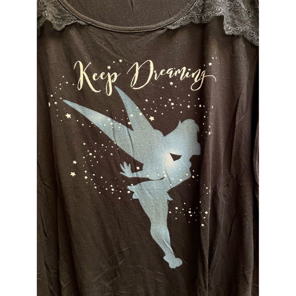 Torrid Disney Tinker Bell Graphic Tee with Lace Shoulders - Black & Blue 1x - Picture 7 of 7